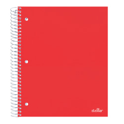 Office Depot® Brand Stellar Poly Notebook, 8-1/2" x 11", 5 Subject, College Ruled, 200 Sheets, Red