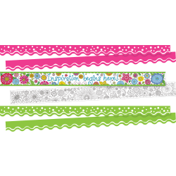 Barker Creek Double-Sided Borders, Straight-edge and Scalloped-edge, Garden Oasis, 38 Strips Per Set