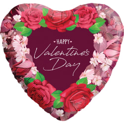 Amscan Love Foil Balloon, 18", Valentine Rose Wreath