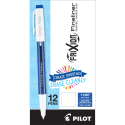 Pilot FriXion Fineliner Erasable Marker Pens  0.6 mm Fine Pen Point  Blue Ink  Gel based  1 Dozen