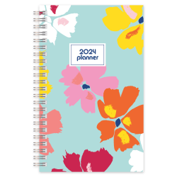 2024 Office Depot® Brand Weekly/Monthly Planner, 5" x 8", Bright Floral, January To December 2024