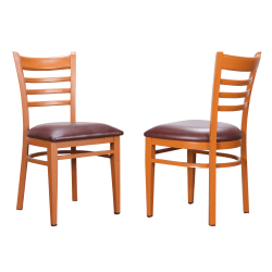 Linon Jordan Metal Side Chairs, Burgundy/Honey, Set Of 2 Chairs