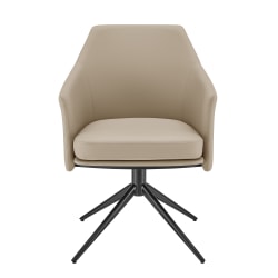 Eurostyle Signa Leatherette Swivel Accent Chair Armchair, Light Taupe/Black