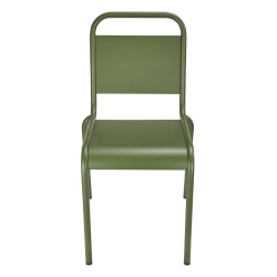 Eurostyle Otis Outdoor Furniture Aluminum Stackable Side Chairs, Dark Green, Set Of 2 Chairs