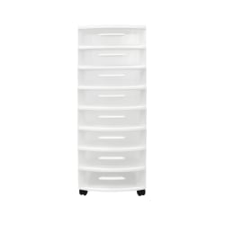 Inval 8-Drawer Storage Cabinet, 34-5/8" x 12-1/2", Clear/White