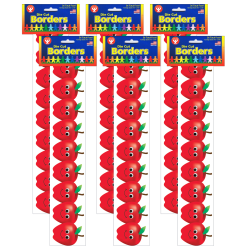 Hygloss Classroom Borders, Happy Apples, 12 Borders Per Pack, Set Of 6 Packs