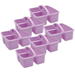 Teacher Created Resources Plastic Storage Caddies, 5-1/4"H x 9-1/4"W x 9"D, Lavender, Pack Of 6 Caddies