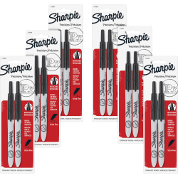Sharpie Retractable Ultra-Fine Point Permanent Markers - Ultra Fine Marker Point - Retractable - Black Ink - 2/Pack - 6 / Box