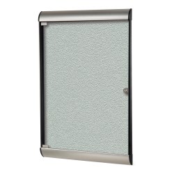 Ghent Silhouette 1-Door Enclosed Bulletin Board, Vinyl, 42-1/8" x 27-3/4", Silver, Satin Black Aluminum Frame