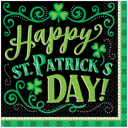 Amscan 711732 Clover Me Lucky St. Patrick's Day Lunch Napkins, 6-1/2" x 6-1/2", Green, Pack Of 125 Napkins