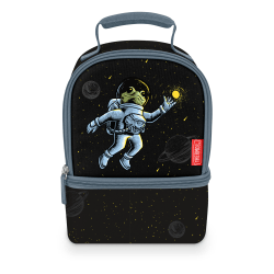 Thermos Dual Compartment Lunch Box Space Frog, 8in x 5in x11in, Multicolor on black background, 1PC