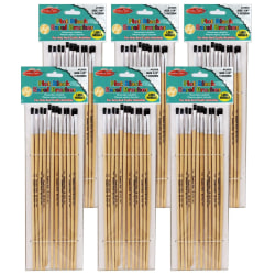 Charles Leonard Flat Tip Easel Paint Brushes, 1/4"W, Natural, Set Of 12 Brushes, Pack Of 6 Sets