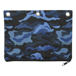 Office Depot® Brand 3-Ring Mesh Pencil Pouch, 8" x 10-1/4", Blue Camo