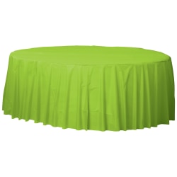 Amscan 77017 Solid Round Plastic Table Covers, 84", Kiwi Green, Pack Of 6 Covers