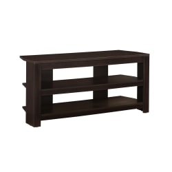 Monarch Specialties TV Stand, 3-Shelf, For Flat-Panel TVs Up To 40", Cappuccino