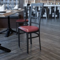 Flash Furniture HERCULES Window Back Restaurant Accent Chair, Burgundy Seat/Black Frame
