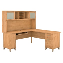 Bush Furniture Somerset L Shaped Desk With Hutch, 72"W, Maple Cross, Standard Delivery