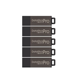 Centon DataStick Pro USB Flash Drives, USB 2.0, 64GB, Gray, Pack Of 5, S1-U2P5-64-5B