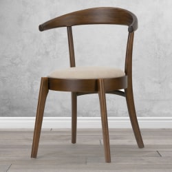 Glamour Home Audra Upholstered Fabric Dining Accent Chairs, Beige/Dark Brown, Set Of 2 Chairs