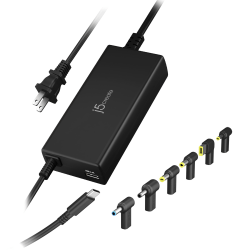 j5create 100W PD USB-C Super Charger With 6 DC Connectors, Black, JUP2290DC