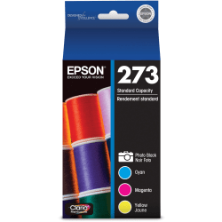 Epson® 273 Claria® Premium Black And Cyan, Magenta, Yellow Ink Cartridges, Pack Of 4, T273520-S