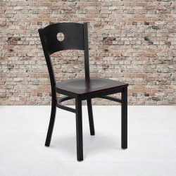 Flash Furniture Circle Back Metal Restaurant Chair, Mahogany/Black