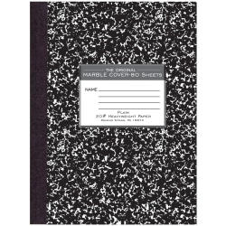 Roaring Spring Signature Collection Unruled Oversized Hard Cover Composition Book, 10.25" x 7.88" 80 Sheets, Black Marble