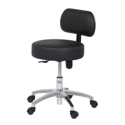 Alpine VivaComfort Pneumatic Height-Adjustable Exam Stool With Backrest, Black/Silver