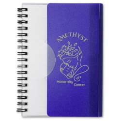 Custom Printed 1-Color Mini Poly Tuck-In Cover Spiral Notebooks, 4-1/2" x 6", Wide Ruled, 60 Sheets, Assorted Color, Box Of 60