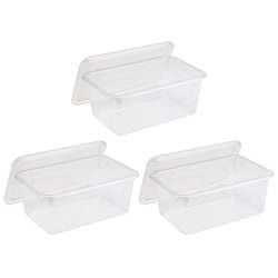 Storex Small Cubby Bins with Lids, 5-1/8"H x 7-13/16"W x 12-1/4"D, Clear, Pack Of 3 Bins