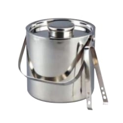 Leeber Elegance Stainless Steel Ice Bucket With Tongs, 3 Quart, Silver