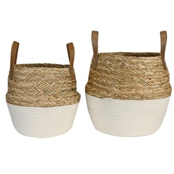 GNBI Polyester Baskets, Cream/Natural, Set Of 2 Baskets
