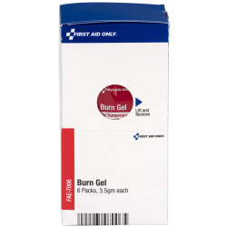 First Aid Only Smart Compliance Burn Gel Refills, 4"H x 1-15/16"W x 2-1/4"D, White, Pack Of 6 Refills