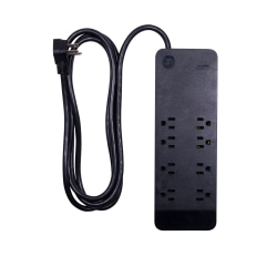 GE UltraPro 8-Outlet Surge Protector, 8', Black