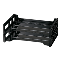 OIC Side-Loading Plastic Stackable Desk Trays, Black, Pack Of 2