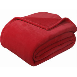 Sedona House® Premium Microfiber Velvet Plush Flannel Throw Blanket, 60" x 80" Twin, Red