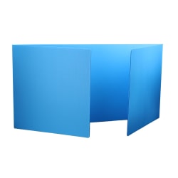 Flipside Products Premium Corrugated Plastic Study Carrels, 18"H x 46-1/2"W x 1/8"D, Blue, Set Of 12 Carrels