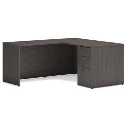 HON® Mod 60"W L-Station Computer Desk With Single Pedestal, Slate Teak