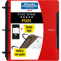 Five Star Flex® Refillable Notebook Plus Study App, 60 Sheets, College Ruled, Color Chosen For You