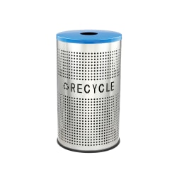 Alpine 26 Gallon Perforated Recycle Bin Trash Can with Lid and Liner, Blue