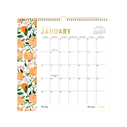 2024 Blue Sky™ Monthly Wall Calendar, 12" x 12", Clementine, January To December