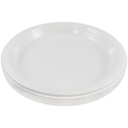 JAM PAPER Round Plastic Party Plates, Medium, 9 inch, White, 20/Pack