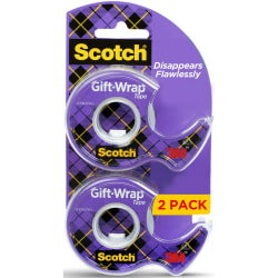 Scotch® Satin Gift-Wrap Tape, 3/4" x 600", Clear, Pack Of 2 Rolls