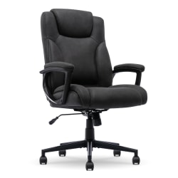 Serta® Comfort Eco Ergonomic Velvet Mid-Back Office Chair, Light Black