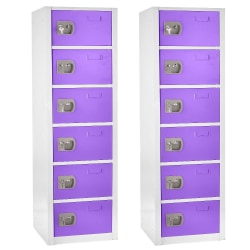 Alpine 6-Tier Steel Lockers, 72"H x 12"W x 12"D, Purple, Pack Of 2 Lockers