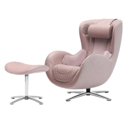 Nouhaus Classic Leather Massage Chair With Ottoman, Pale Rose
