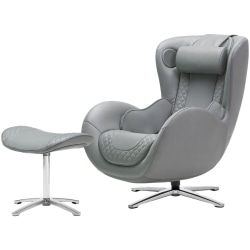 Nouhaus Classic Leather Massage Chair With Ottoman, Ash Gray