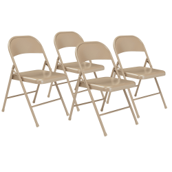 National Public Seating Commercialine 900 Series Steel Folding Chairs, Beige, Set Of 4 Chairs