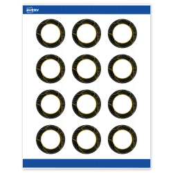 Avery® Printable Labels With Sure Feed® Technology, S00-ETJ, Round, 2", Matte White With Preprinted Black/Gold Vein Border, Pack Of 120