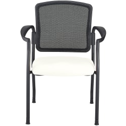 WorkPro® Spectrum Series Mesh/Vinyl Stacking Guest Chair With Antimicrobial Protection, With Arms, White, Set Of 2 Chairs, BIFMA Compliant